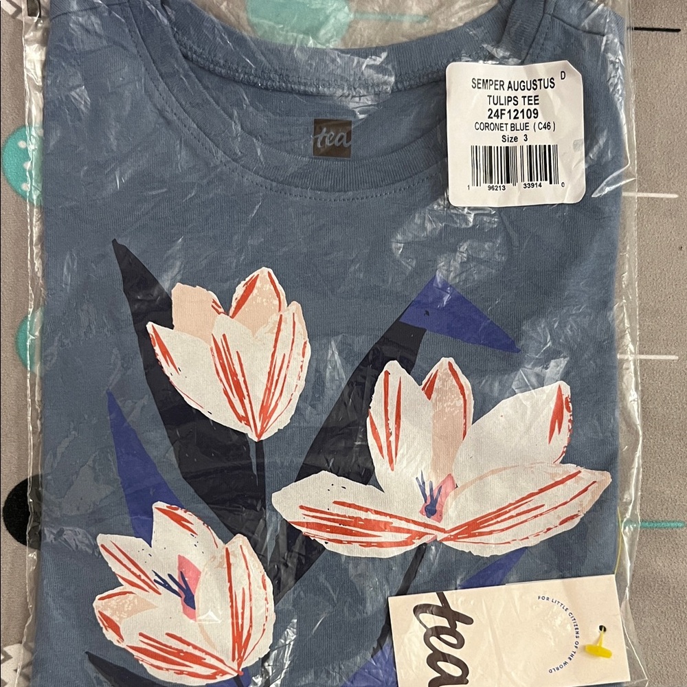 Tea Collection Blue Floral Long Sleeve Tee